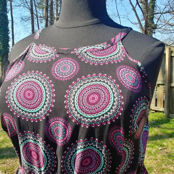 Torrid plus size 4x Medallion Print Hi-Lo Challis Dress black purple and teal - Picture 7 of 14